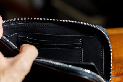 AMIACALVA / AK-042 GUIDI&ROSELLINI LONG ZIP WALLET - Black