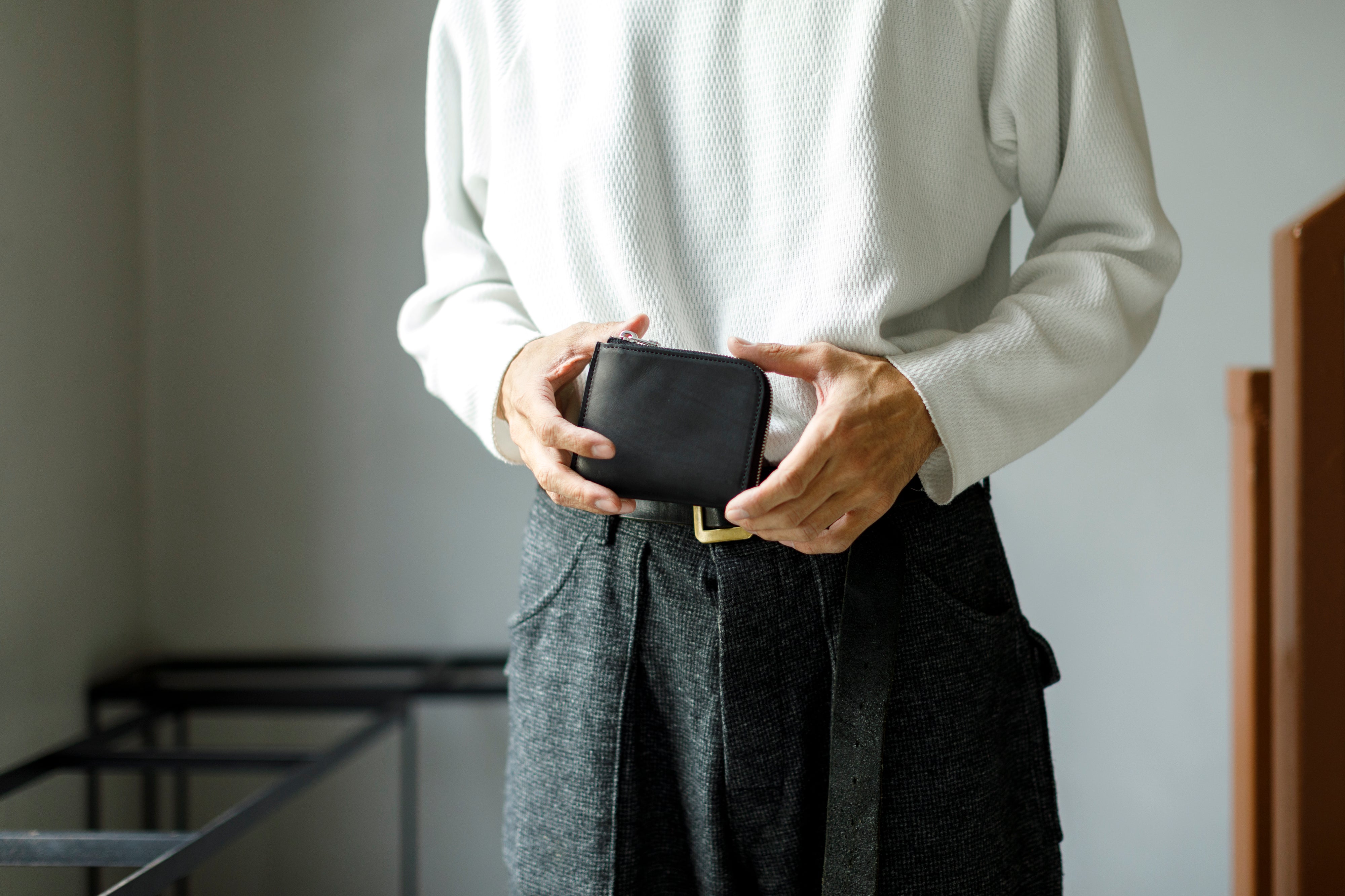 AMIACALVA / AK-043 GUIDI&ROSELLINI SHORT ZIP WALLET - Black – reggio
