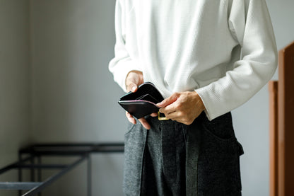 AMIACALVA / AK-043 GUIDI&ROSELLINI SHORT ZIP WALLET - Black