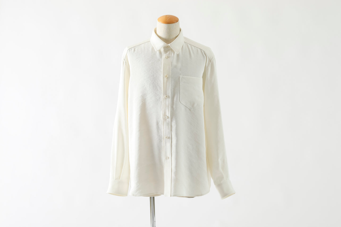 山内 / 26143-sili / ビンテージシルクリネン・ダブルステッチシャツ - off white