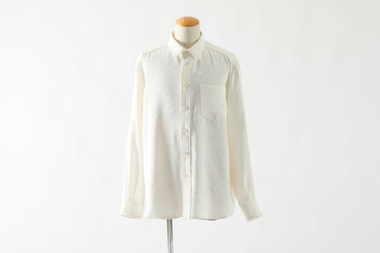 山内 / 26143-sili / ビンテージシルクリネン・ダブルステッチシャツ - off white