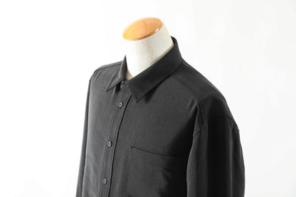 山内 / 26143-sili / ビンテージシルクリネン・ダブルステッチシャツ - sumi kuro