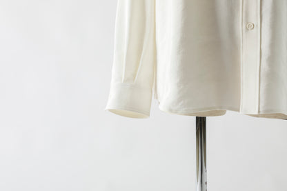 山内 / 26143-sili / ビンテージシルクリネン・ダブルステッチシャツ - off white