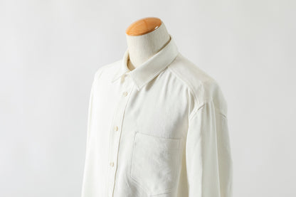 山内 / 26143-sili / ビンテージシルクリネン・ダブルステッチシャツ - off white