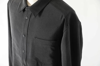 山内 / 26143-sili / ビンテージシルクリネン・ダブルステッチシャツ - sumi kuro