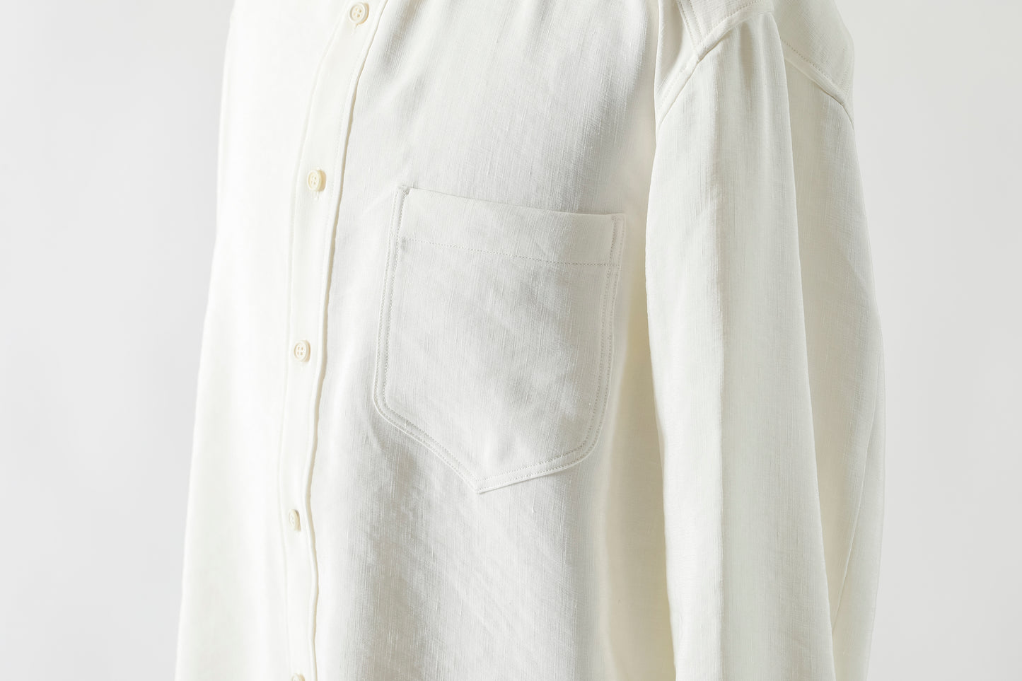 山内 / 26143-sili / ビンテージシルクリネン・ダブルステッチシャツ - off white