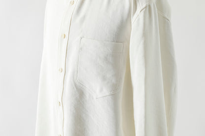 山内 / 26143-sili / ビンテージシルクリネン・ダブルステッチシャツ - off white