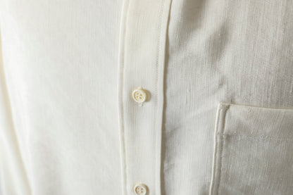山内 / 26143-sili / ビンテージシルクリネン・ダブルステッチシャツ - off white