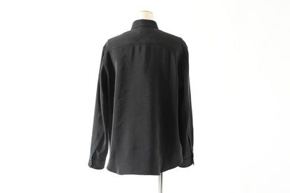 山内 / 26143-sili / ビンテージシルクリネン・ダブルステッチシャツ - sumi kuro