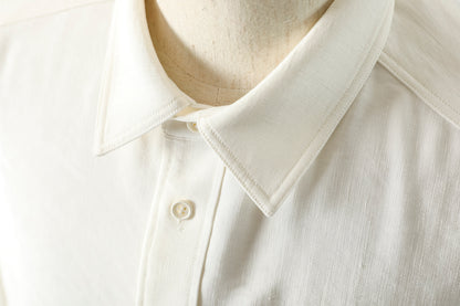 山内 / 26143-sili / ビンテージシルクリネン・ダブルステッチシャツ - off white