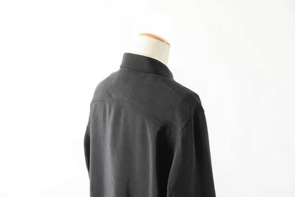 山内 / 26143-sili / ビンテージシルクリネン・ダブルステッチシャツ - sumi kuro