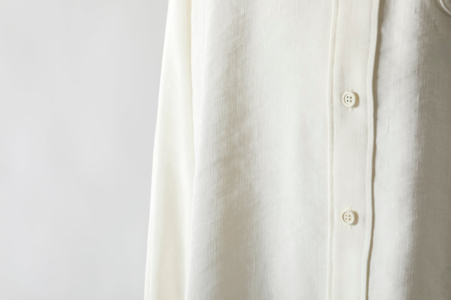 山内 / 26143-sili / ビンテージシルクリネン・ダブルステッチシャツ - off white