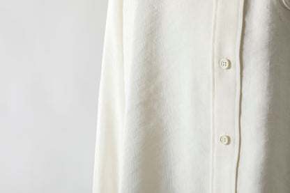 山内 / 26143-sili / ビンテージシルクリネン・ダブルステッチシャツ - off white