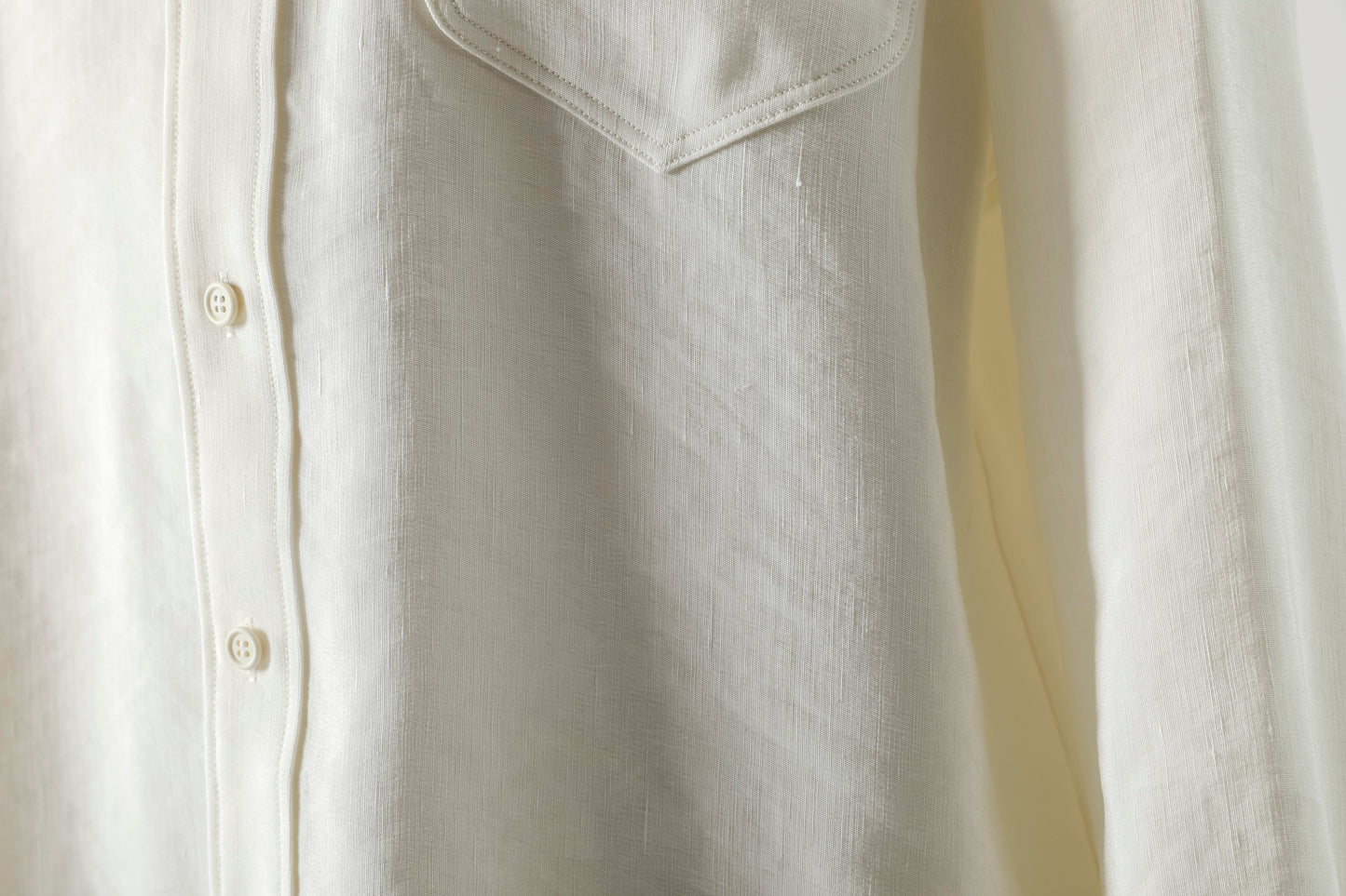 山内 / 26143-sili / ビンテージシルクリネン・ダブルステッチシャツ - off white
