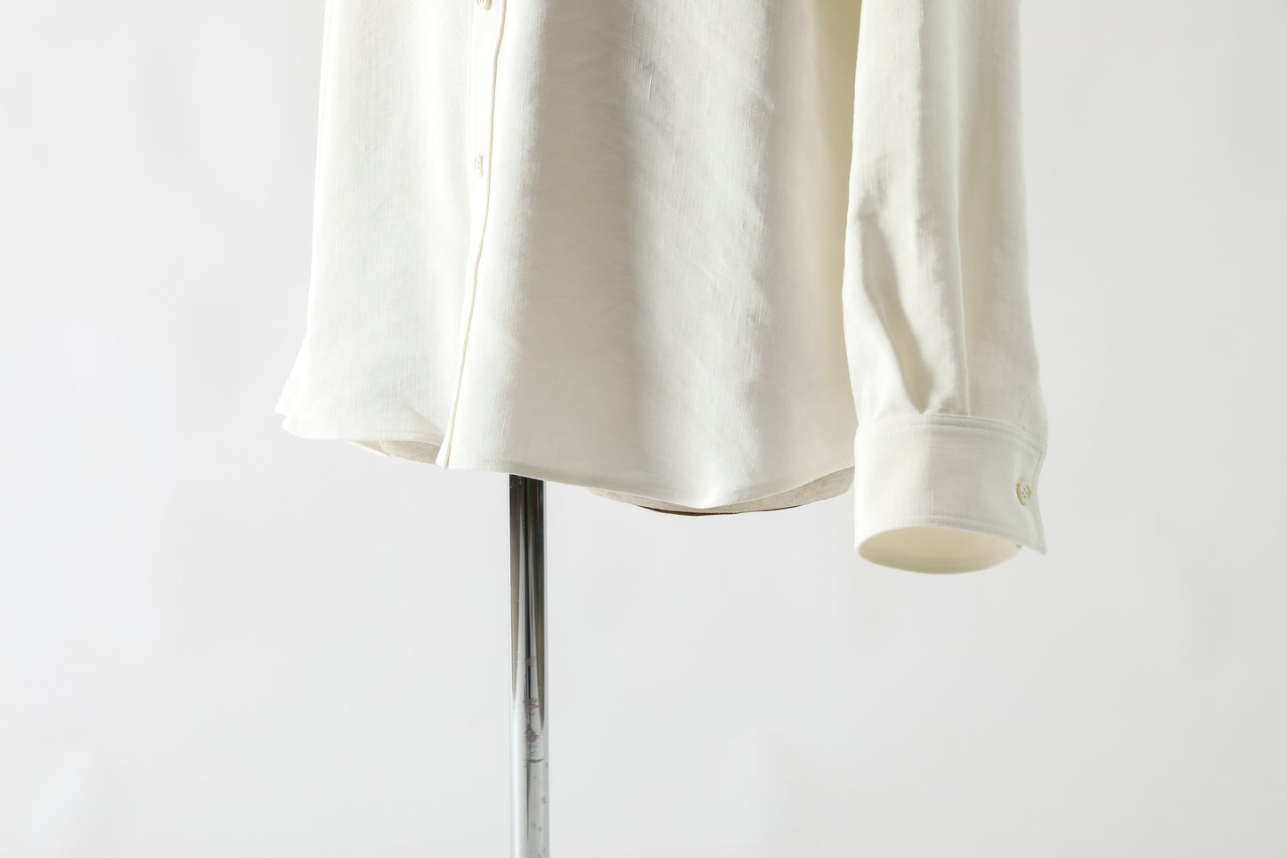 山内 / 26143-sili / ビンテージシルクリネン・ダブルステッチシャツ - off white