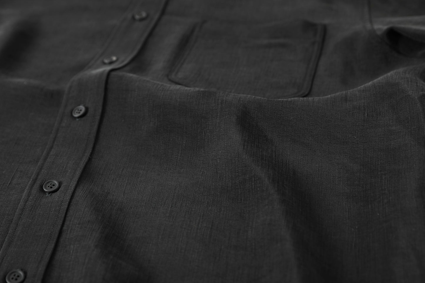 山内 / 26143-sili / ビンテージシルクリネン・ダブルステッチシャツ - sumi kuro