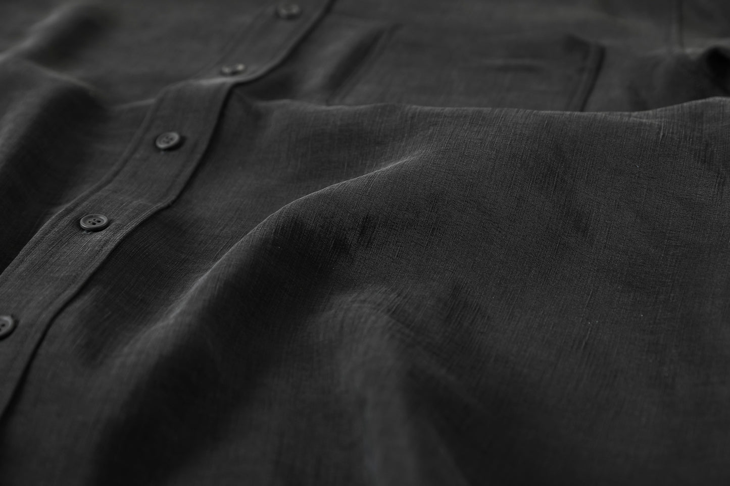 山内 / 26143-sili / ビンテージシルクリネン・ダブルステッチシャツ - sumi kuro