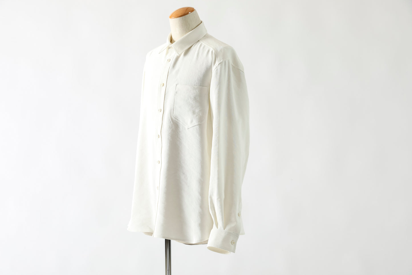 山内 / 26143-sili / ビンテージシルクリネン・ダブルステッチシャツ - off white