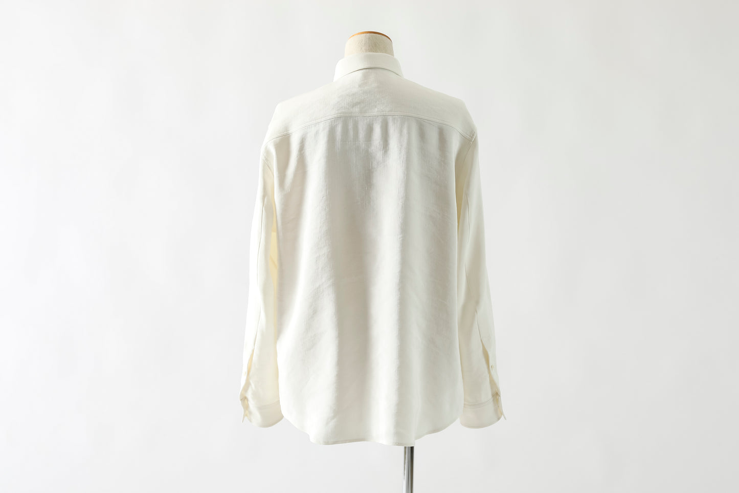 山内 / 26143-sili / ビンテージシルクリネン・ダブルステッチシャツ - off white