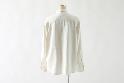 山内 / 26143-sili / ビンテージシルクリネン・ダブルステッチシャツ - off white