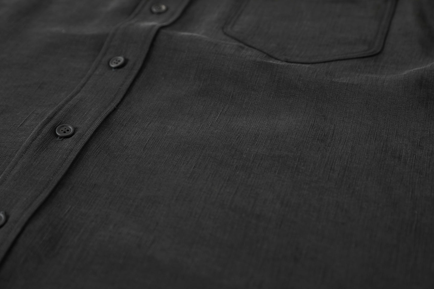 山内 / 26143-sili / ビンテージシルクリネン・ダブルステッチシャツ - sumi kuro