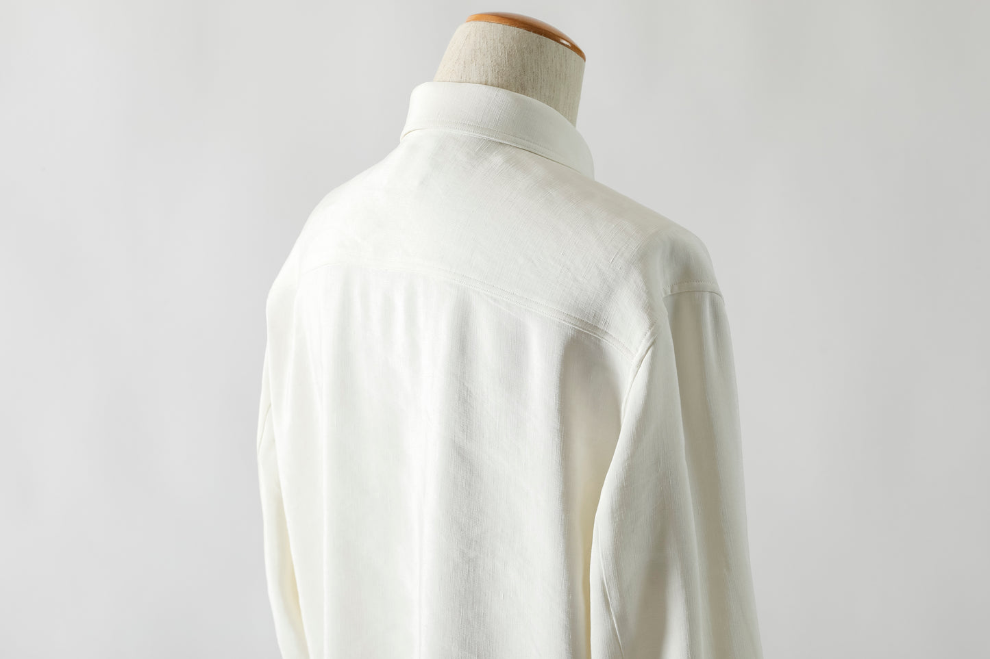 山内 / 26143-sili / ビンテージシルクリネン・ダブルステッチシャツ - off white