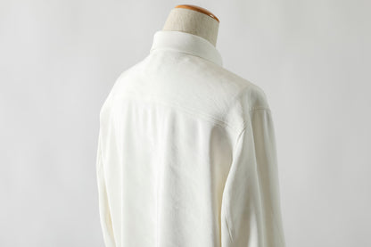 山内 / 26143-sili / ビンテージシルクリネン・ダブルステッチシャツ - off white