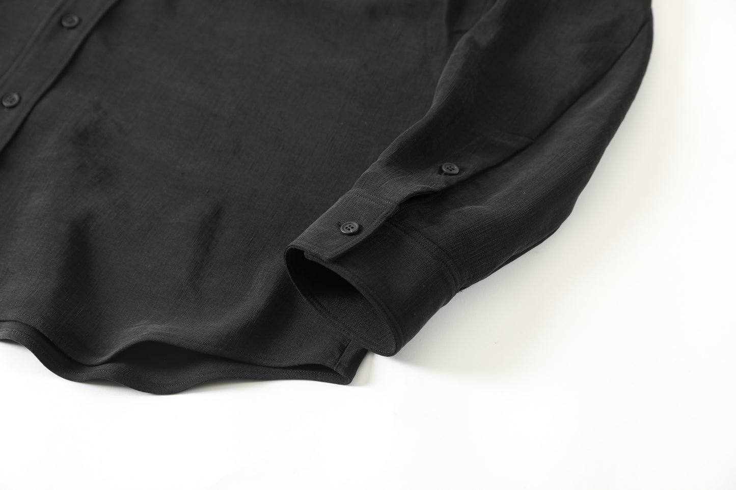 山内 / 26143-sili / ビンテージシルクリネン・ダブルステッチシャツ - sumi kuro