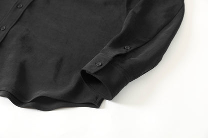山内 / 26143-sili / ビンテージシルクリネン・ダブルステッチシャツ - sumi kuro