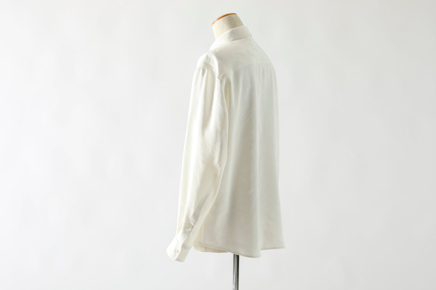 山内 / 26143-sili / ビンテージシルクリネン・ダブルステッチシャツ - off white