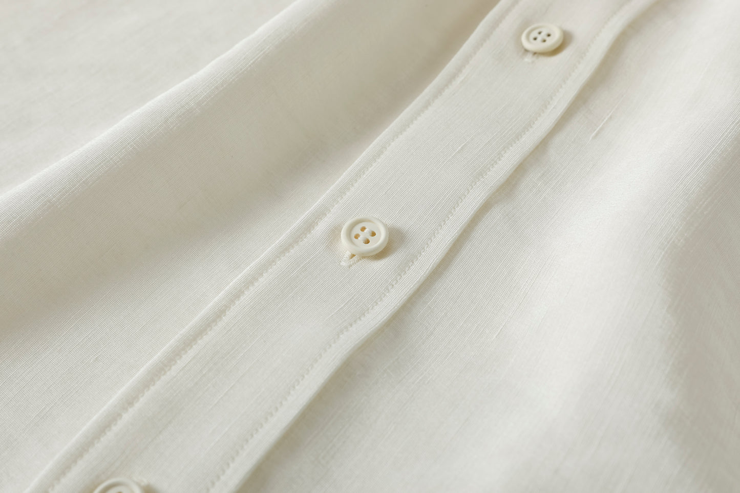 山内 / 26143-sili / ビンテージシルクリネン・ダブルステッチシャツ - off white