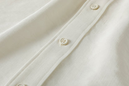 山内 / 26143-sili / ビンテージシルクリネン・ダブルステッチシャツ - off white