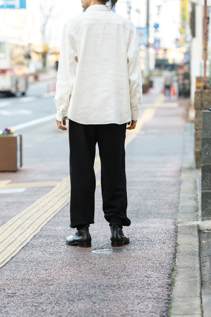 山内 / 26143-sili / ビンテージシルクリネン・ダブルステッチシャツ - off white