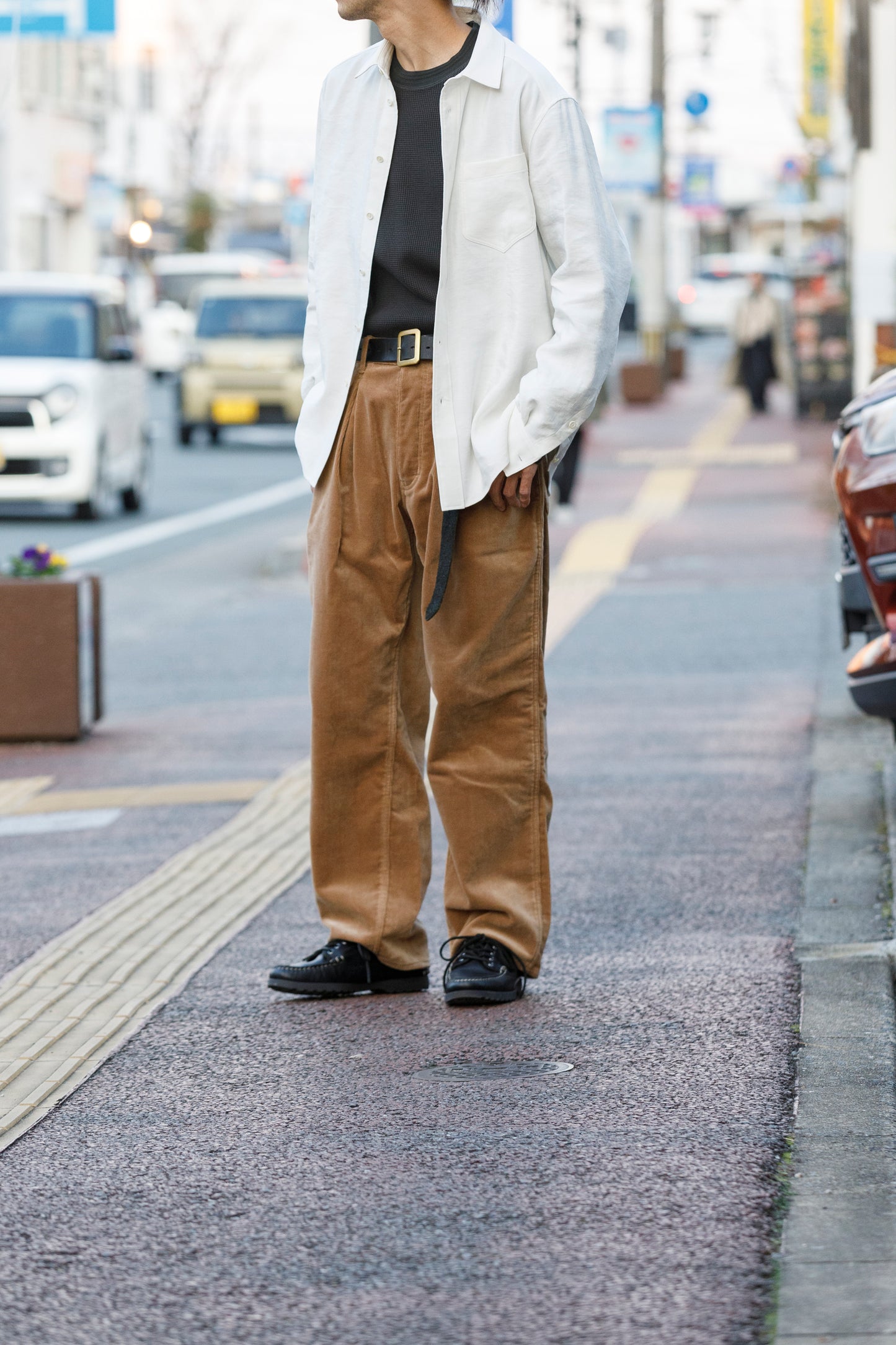 山内 / 26143-sili / ビンテージシルクリネン・ダブルステッチシャツ - off white