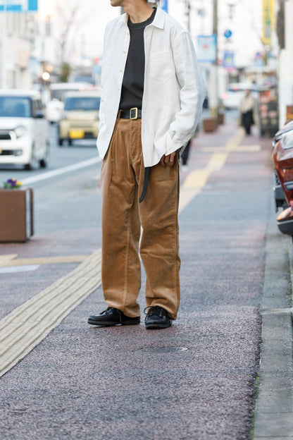 山内 / 26143-sili / ビンテージシルクリネン・ダブルステッチシャツ - off white