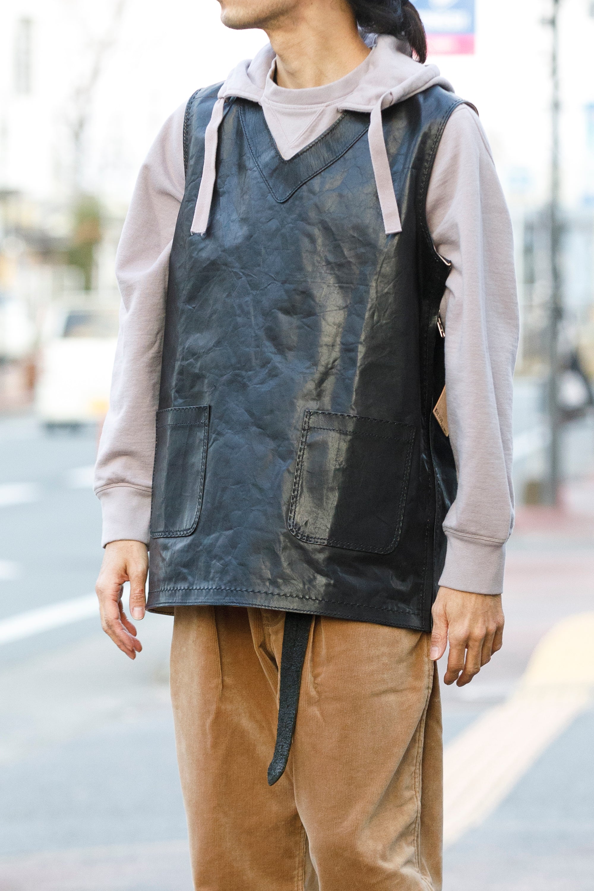 NOMARKS / LEATHER VEST 01 - Black – reggio