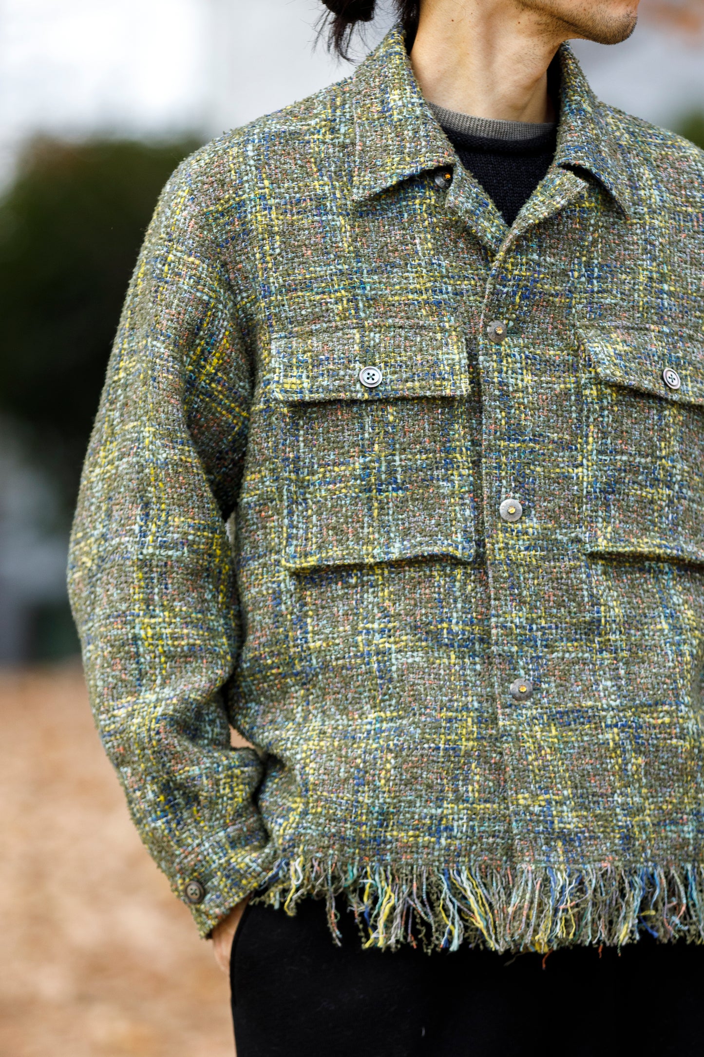 SARTO / 261-03002 MIX TWEED OVER SHIRT - ARMY(HOME SPUN)