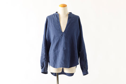 SARTO / 261-2001 STAND COLLAR SKIPPER SHIRT - INK BLUE