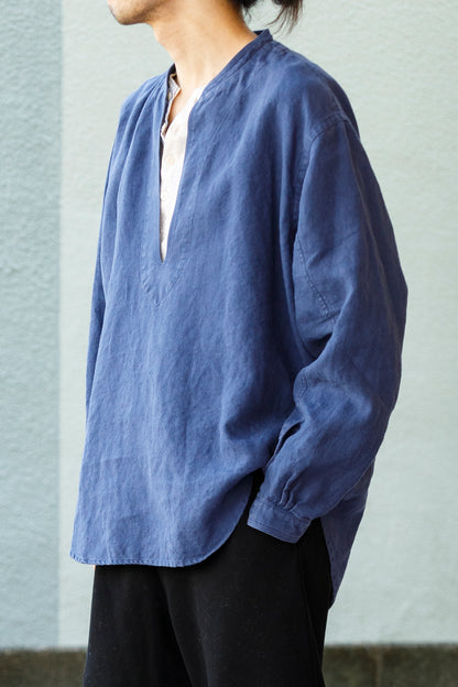 SARTO / 261-2001 STAND COLLAR SKIPPER SHIRT - INK BLUE