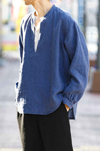 SARTO / 261-2001 STAND COLLAR SKIPPER SHIRT - INK BLUE