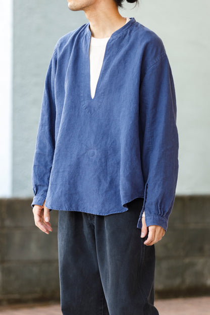 SARTO / 261-2001 STAND COLLAR SKIPPER SHIRT - INK BLUE