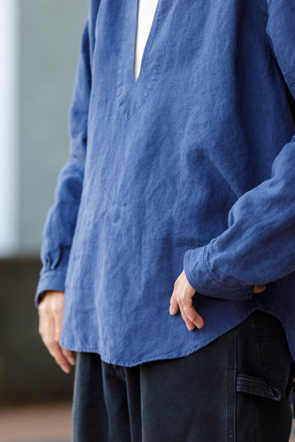SARTO / 261-2001 STAND COLLAR SKIPPER SHIRT - INK BLUE