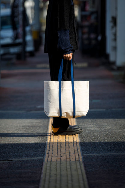 AMIACALVA A-054 WASHED CANVAS 6POCKETS TOTE (M) - NAVY