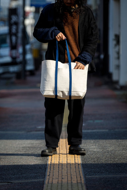 AMIACALVA A-054 WASHED CANVAS 6POCKETS TOTE (M) - NAVY