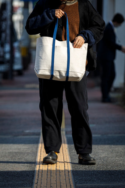 AMIACALVA A-054 WASHED CANVAS 6POCKETS TOTE (M) - NAVY
