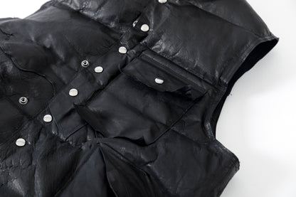 GOODKARMA DEVELOPMENT / LEATHER DOWN VEST"GRIZZLY" - BACK / Size 3