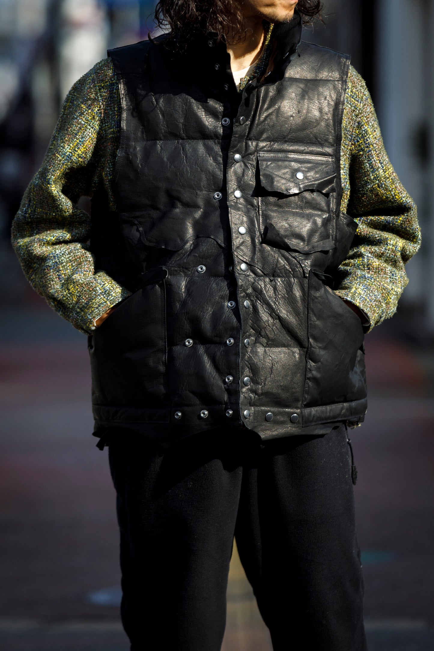 GOODKARMA DEVELOPMENT / LEATHER DOWN VEST"GRIZZLY" - BACK / Size 3