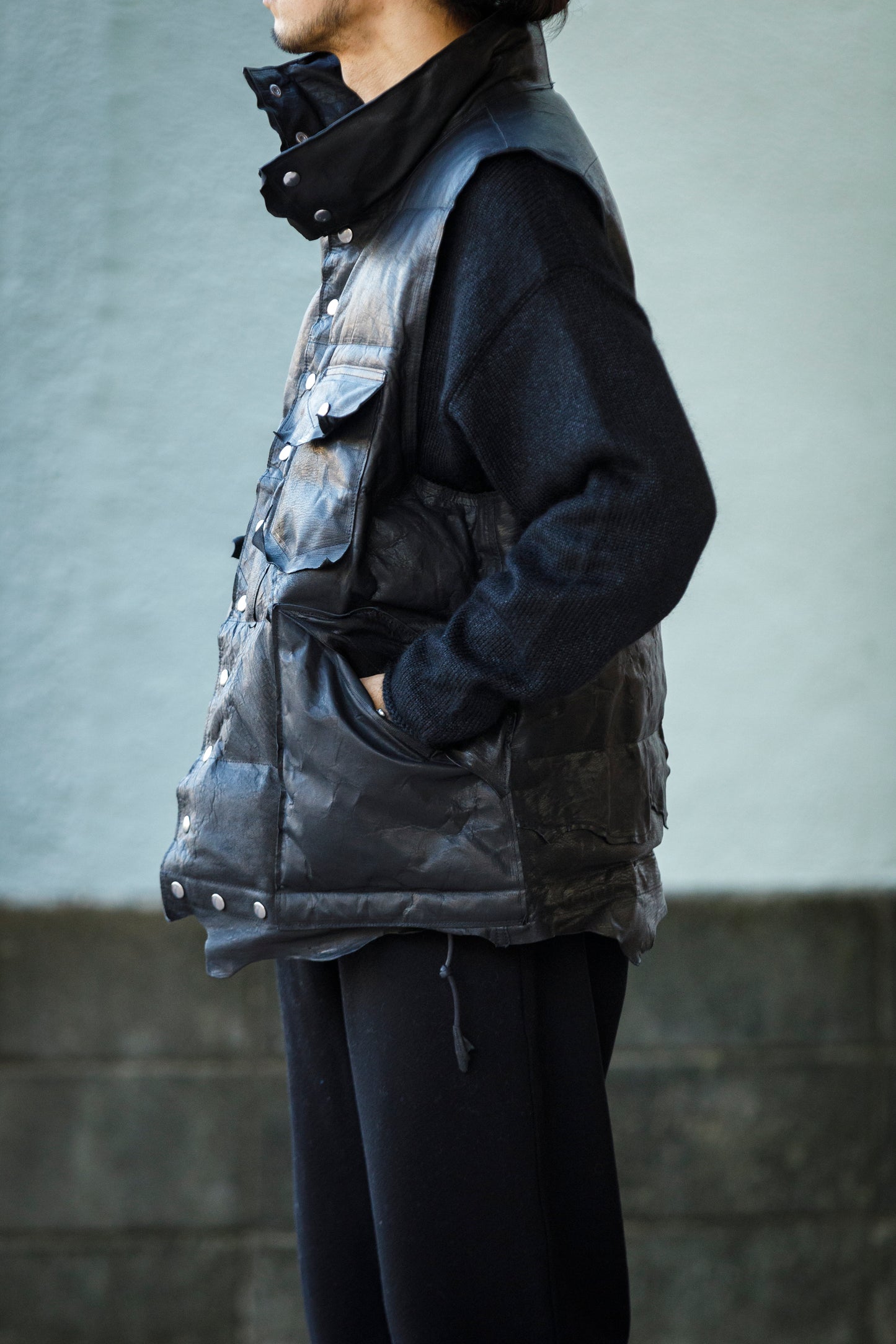 GOODKARMA DEVELOPMENT / LEATHER DOWN VEST"GRIZZLY" - BACK / Size 3