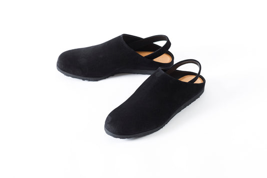 PETROSOLAUM × JAN-JAN VAN ESSCHE / SABOT / DEER SUEDE - Black