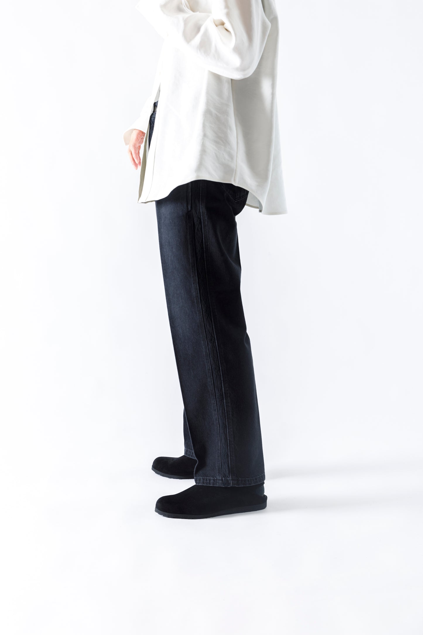 PETROSOLAUM × JAN-JAN VAN ESSCHE / SABOT / DEER SUEDE - Black